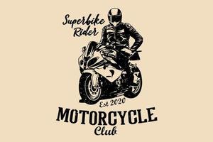 Motorcycle club rider silhouette design vector