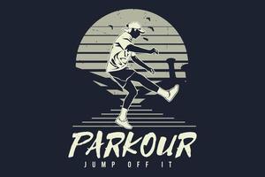 Parkour jump off it silhouette design vector