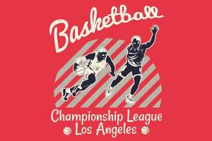 diseño de silueta de liga de campeonato de baloncesto vector