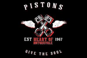 Pistons heart of motorcycle silhouette design vector