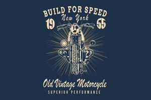 Build for speed new york old vintage motorcycle silhouette design vector