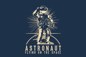 Astronaut flying on the space silhouette design vector