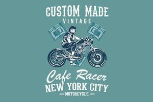 Custom made vintage cafe racer new york city silhouette design vector