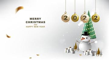 Merry Christmas and happy new year banner with decoration for christmas festival. vector