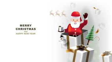 Merry Christmas and happy new year banner with decoration for christmas festival. vector