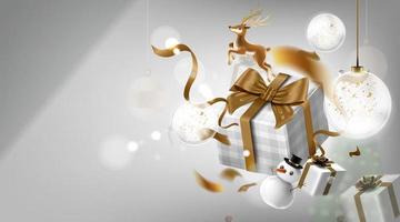 Merry Christmas and happy new year banner with decoration for christmas festival. vector