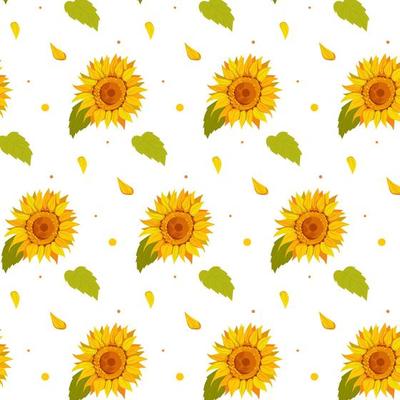 Seamless pattern of sunflowers