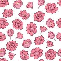Cute rose flower pattern, outline style vector