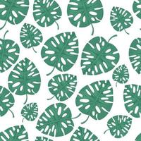 Seamless pattern with tropical leaves on white background