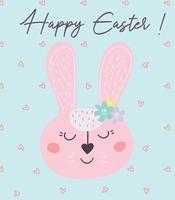 Happy Easter.Greeting card with bunny and eggs. vector