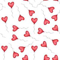 patrón sin fisuras con globos en forma de corazón rojo. patrón del día de san valentín vector