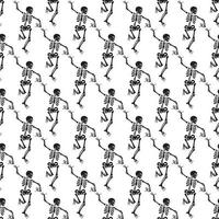 Seamless pattern with black skeletons, vigorously dancing and having fun vector