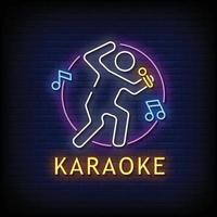 vector de texto de estilo de letreros de neón de karaoke