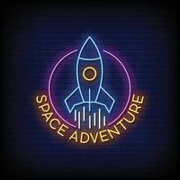 Space Adventure Neon Signs Style Text Vector