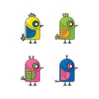 conjunto de diseño de pájaro búho de dibujos animados