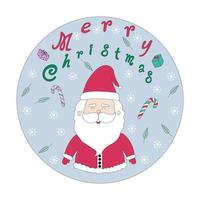 merry christmas with cute characters in circle shape vector