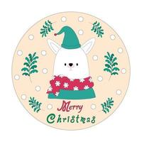 merry christmas with cute characters in circle shape vector