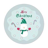 merry christmas with cute characters in circle shape vector