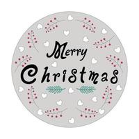 merry christmas with cute characters in circle shape vector