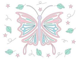 Collection of butterflies in pastel tones designed in doodle style vector