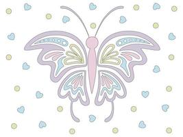 Collection of butterflies in pastel tones designed in doodle style vector