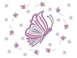 Collection of butterflies in pastel tones designed in doodle style vector