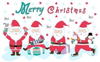 merry christmas with Santa Claus collection vector