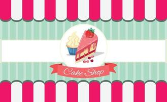 plantilla para tarjeta de menú de pastelería con trozo de pastel, cupcakes y bayas en colores rosados. para tarjetas, menú, pancarta, carteles, portada. plantilla de vector. vector