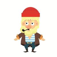 Cute sailor man character with pipe vector