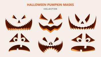 colección de máscaras para halloween. calabazas talladas con diferentes emociones. vector