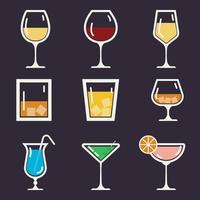 A set of drinks for design in flat style vector