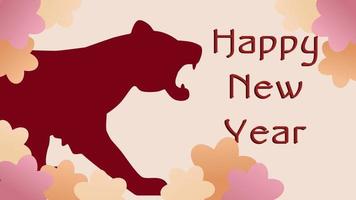 Design of a banner template or a postcard with a silhouette of a tiger. A postcard with the symbol of the year. vector