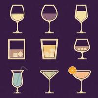 A set of drinks for design in vintage retro style vector