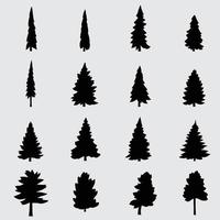 Simplicity pine tree freehand silhouette drawing design collection. vector