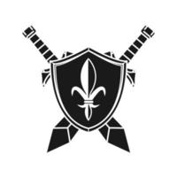 medieval shield and sword icon vector