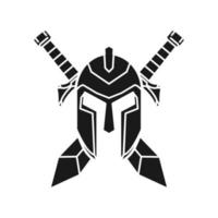 medieval helmet and sword icon vector