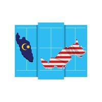 malaysia flag and map vector