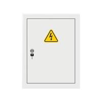 Electrical power switch panel with open and close door. Fuse box. Isolated vector illustration in flat style