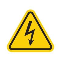 High voltage sign in yellow triangle. Symbol warning danger. Isolated vector illustration