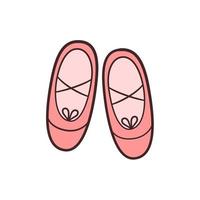 Ballet shoes. Accessories for dancing classes. Isolated vector illustration in doodle style