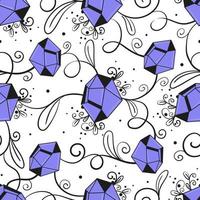 Seamless magic pattern with crystals and monograms. Flat vector esoteric illustration