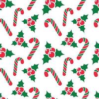 Holly Berry and Canndy pattern design for print template related to Christmas vector