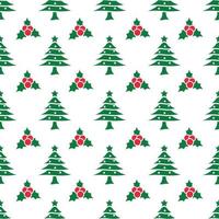 Christmas Tree and Holly Berry pattern design for print template vector