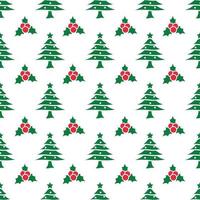 Christmas Tree and Holly Berry pattern design for print template vector