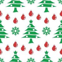 Christmas pattern design, incorporated tree, snow flake and ball element vector