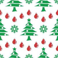 Christmas pattern design, incorporated tree, snow flake and ball element vector