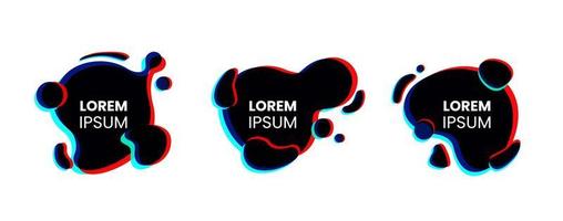 Set of modern liquid abstract shape banner, 3D glitch effect style, vector illustration