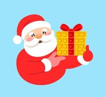 Happy new year santa claus with antistress toy gift. Vector illustration