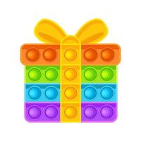 Anti-stress toy. Small colored gift box. Vector illustration isolated on white background.