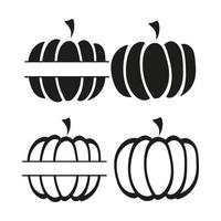 Pumpkin icon set modern decor for autumn.Vector black silhouette. vector